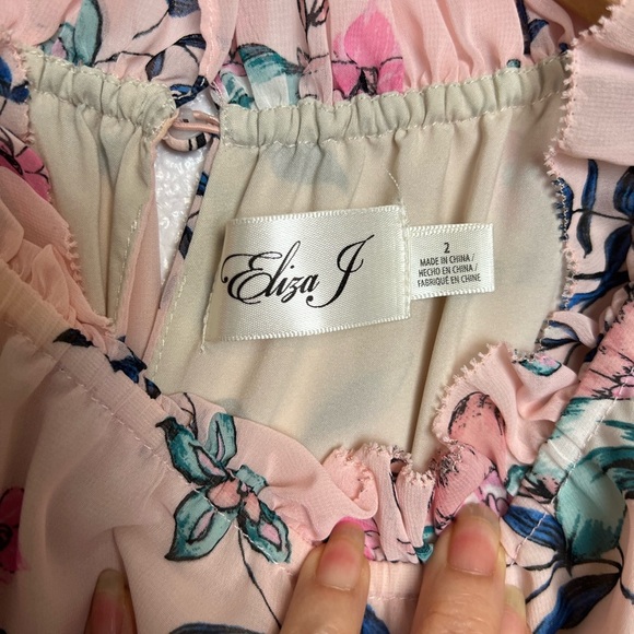 Eliza J Floral Ruffle A Line Dress Blush Pink Size 2 - Picture 7 of 9